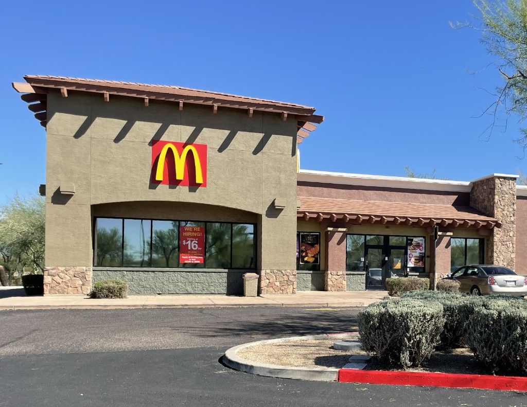 Restaurant exterior with tinted glass and stone accents
