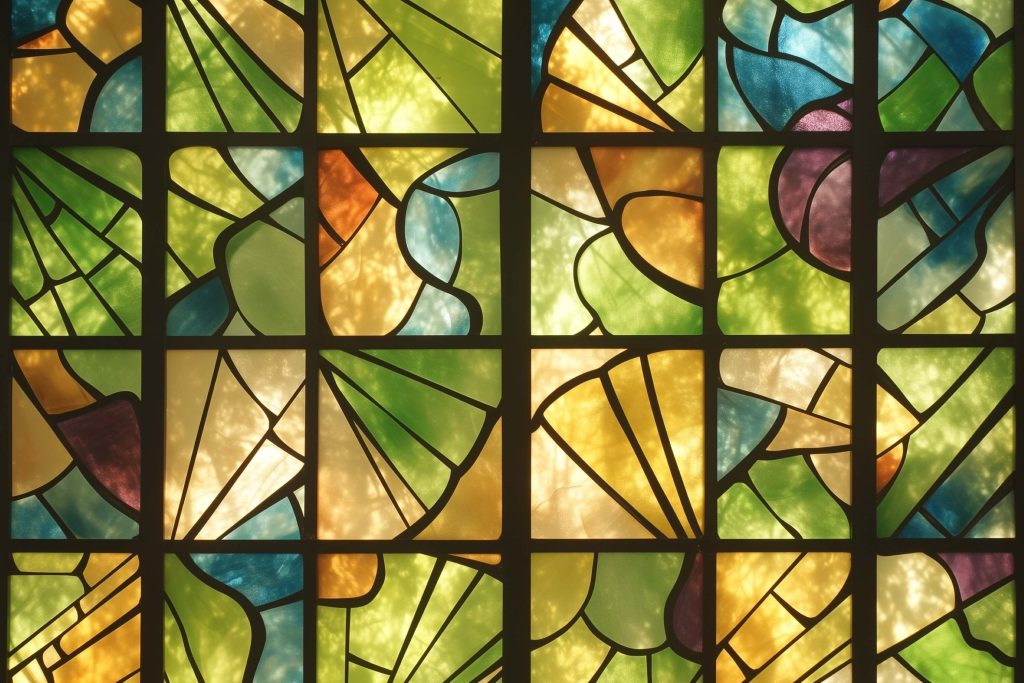 Stained glass window film bringing color into a Phoenix home